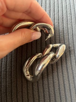 Pendientes Plateados- Diseño Cadena