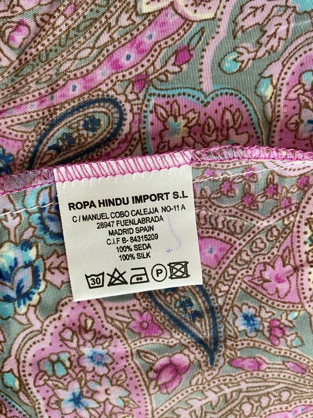 Kimono de seda estampado largo