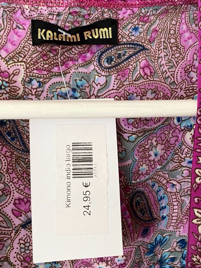 Kimono de seda estampado largo