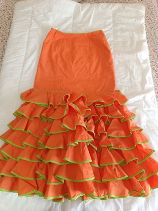 Falda rociera naranja y verde 40-42
