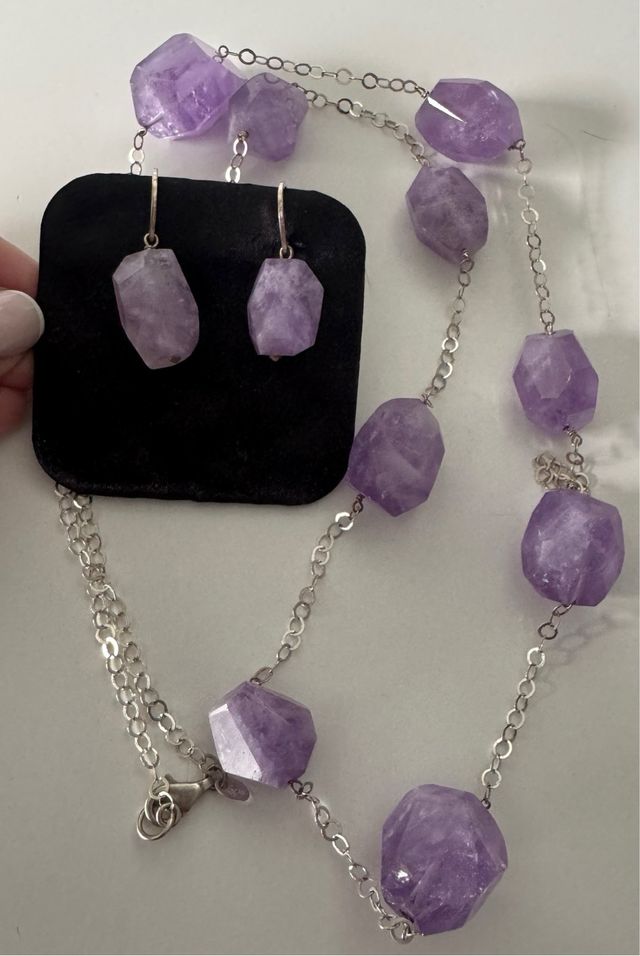 Collar y pendientes amatista | Plata