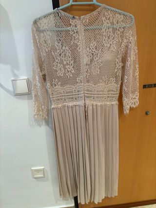 Vestido Zara encaje beige - Talla S