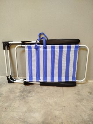 Silla playa azul y blanca,  plegable
