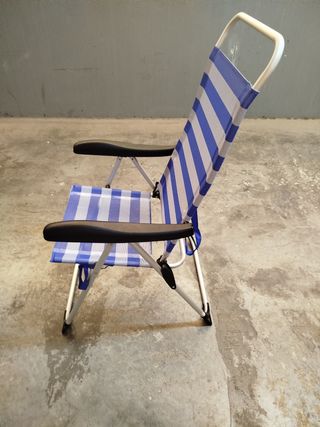 Silla playa azul y blanca,  plegable