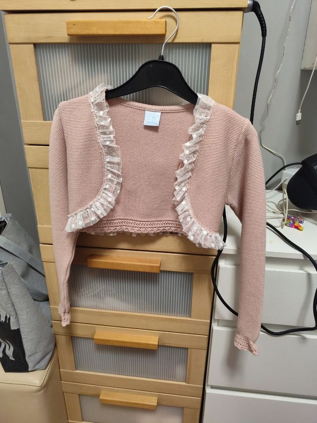 Chaqueta torera niña rosa palo