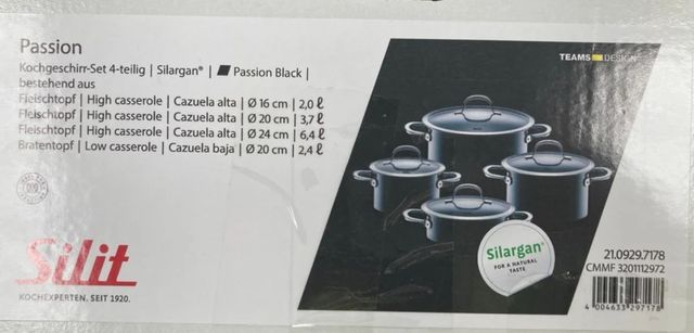 Silit Batería de Cocina, Acero Inoxidable, Negro