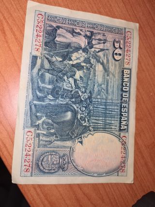 2 Billetes Pagara al Portador 50 Pesetas España
