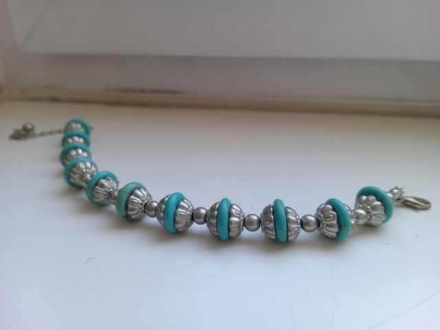 Pulsera turquesa plateada