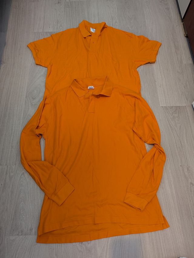 2 Polos manga corta y larga naranja