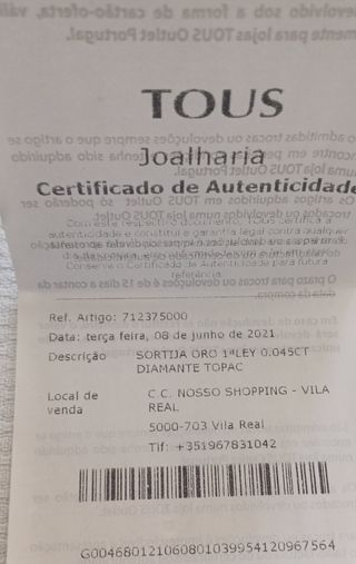 Anel TOUS Eklat - Ouro branco c/ Diamante topázio