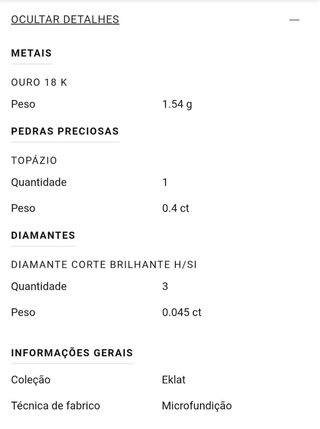 Anel TOUS Eklat - Ouro branco c/ Diamante topázio