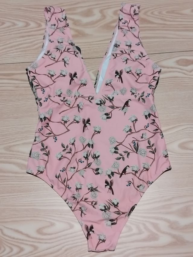 Bañador estampado tigre rosa