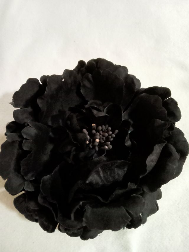 Broche flor negra - Adorno tela