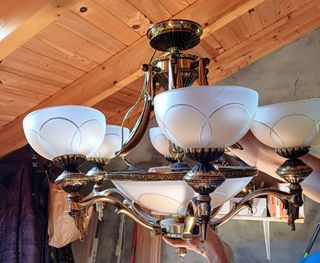 Lamparas bronce y cristal vintage