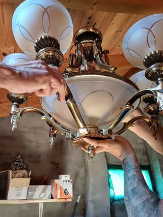 Lamparas bronce y cristal vintage