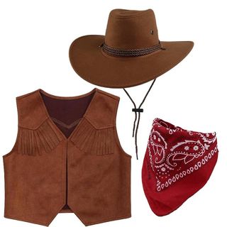 Sombrero Vaquero Chaleco y Bandana Adulto Talla L