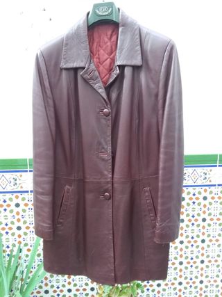 Chaquetón piel marrón mujer - Talla L