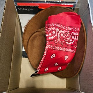 Sombrero Cowboy, Chaleco y Pañuelo Adulto Talla XL