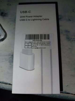 Cargador USB-C 20W + Cable Lightning