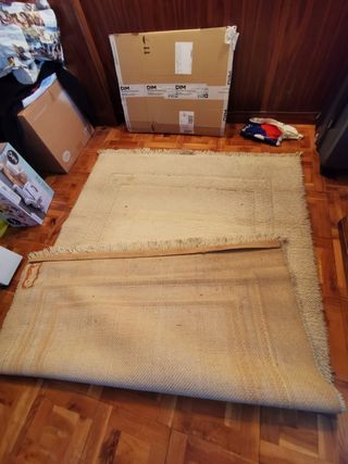 Alfombra lana beige artesanal