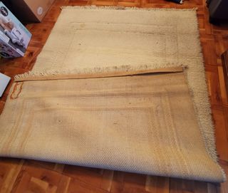 Alfombra lana beige artesanal