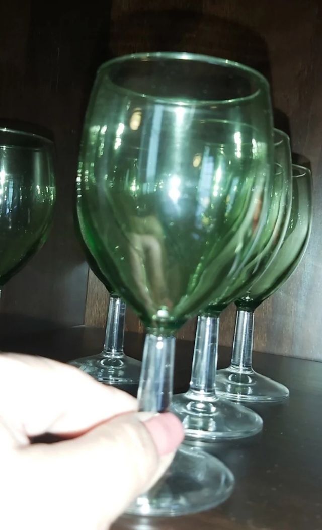 5 Copas Vino Verde - Cristal