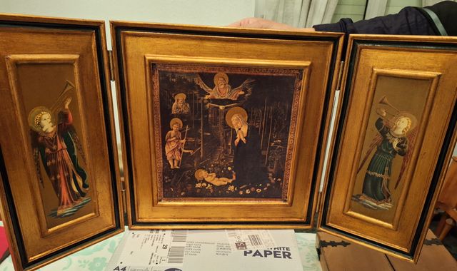 CUADRO - TRIPTICO RELIGIOSO "Virgen con niño"