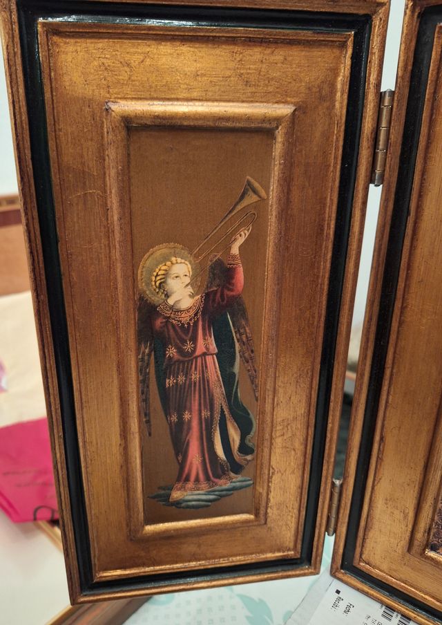 CUADRO - TRIPTICO RELIGIOSO "Virgen con niño"