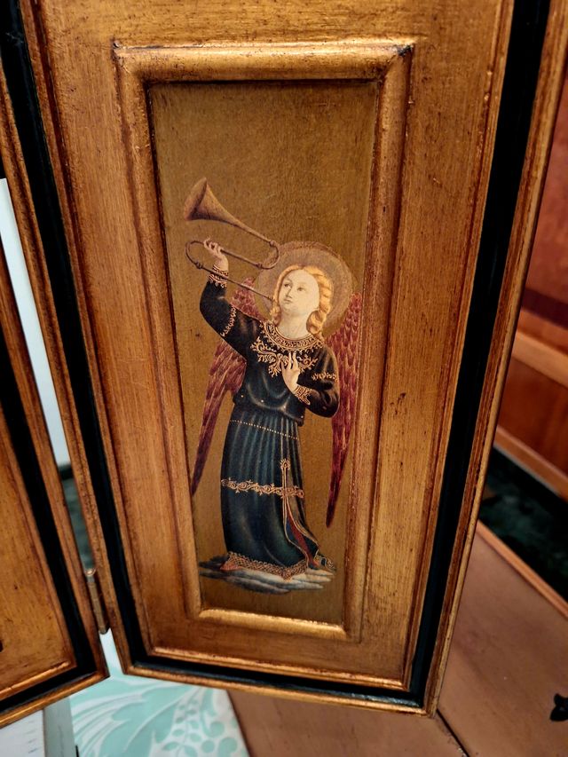 CUADRO - TRIPTICO RELIGIOSO "Virgen con niño"