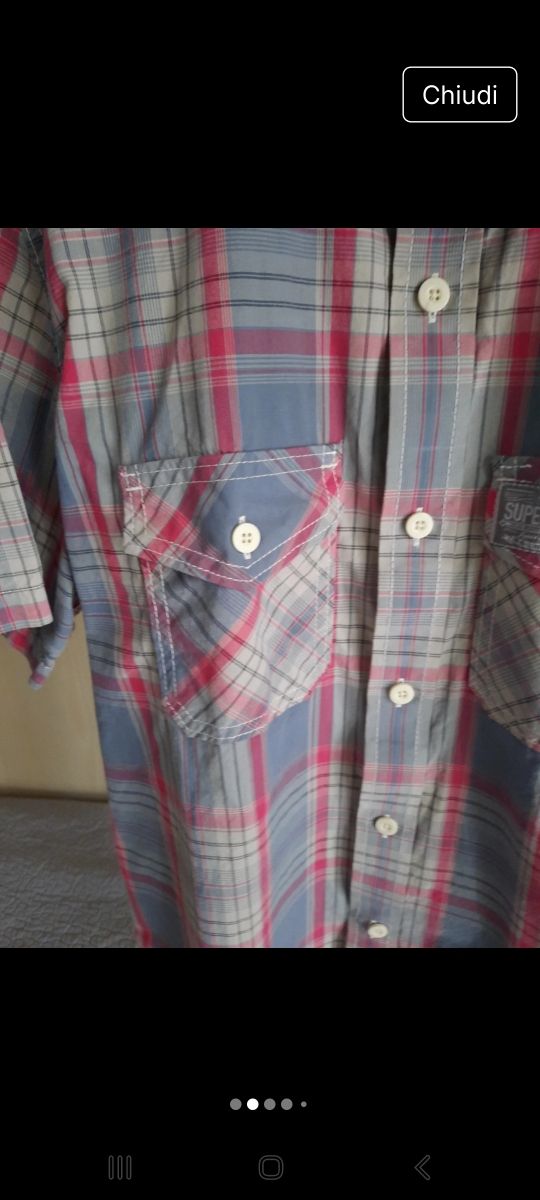 Superdry - Camicia Uomo Grigio/Rossa L