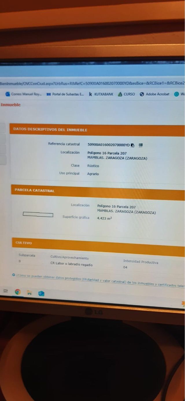 Solar rústico 4.423m² Zaragoza ( montañana)