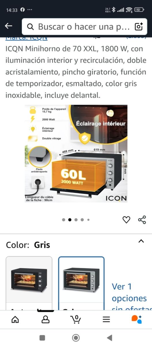 Horno portátil ICON 60L