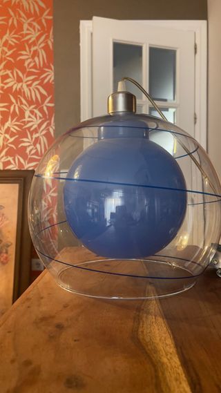 Lámpara colgante de cristal azul