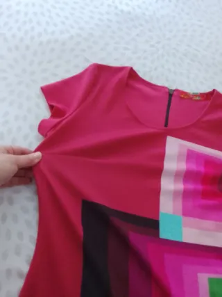 Vestido Desigual rojo y rosa