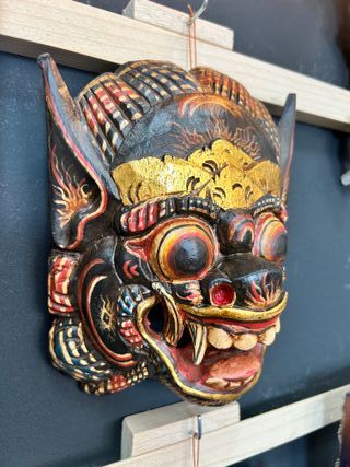 2 Máscaras de madera tallada a mano de Barong 