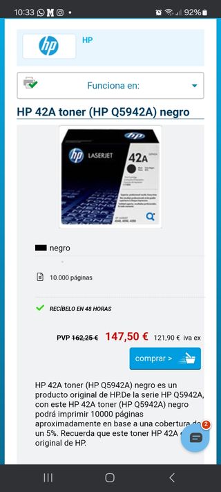 Cartucho HP LaserJet 42A
