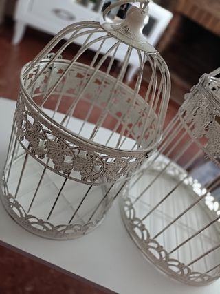 2 Jaulas Vintage Blancas Decorativas