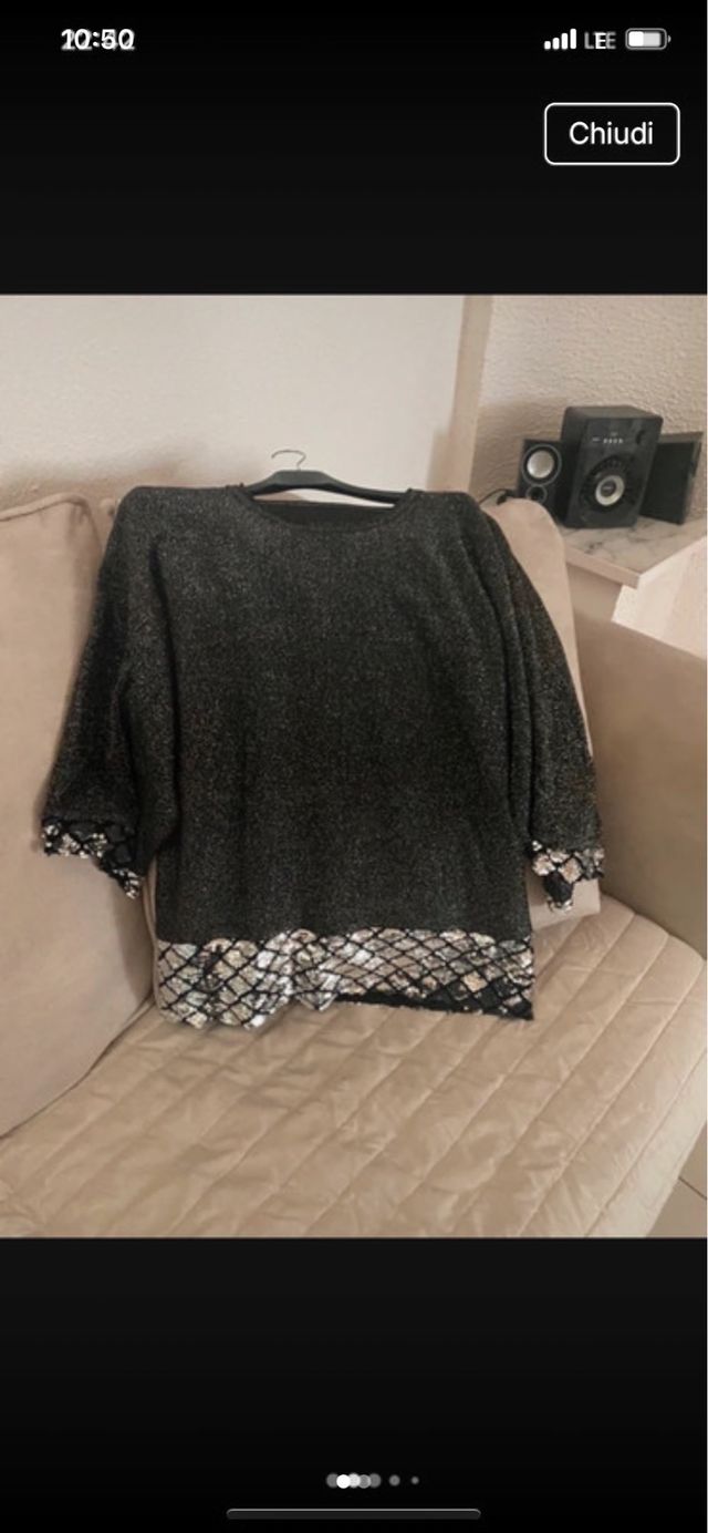 Maglia paillettes nera e argento