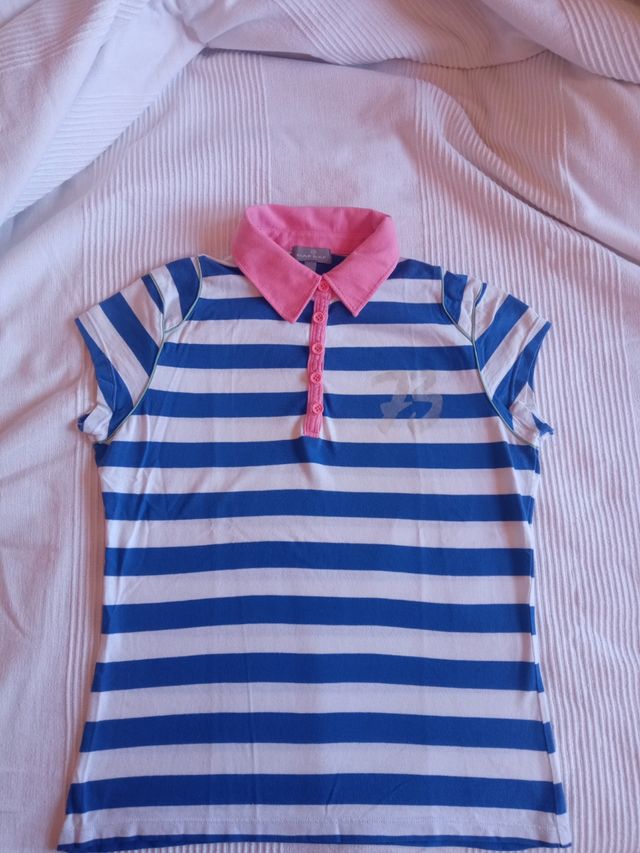Polo NAF NAF rayas azul blanco M