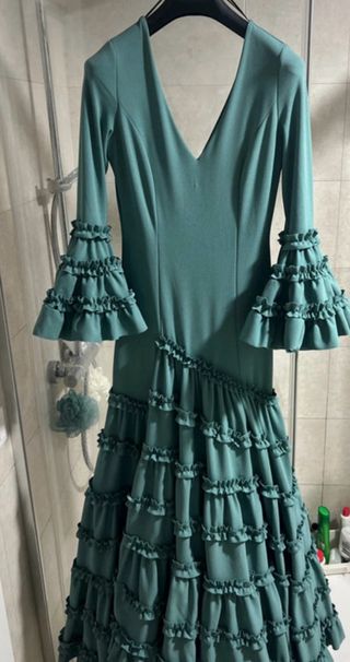 Vestido gitana largo turquesa