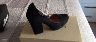 Zapatos negros tacón grueso