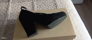 Zapatos negros tacón grueso