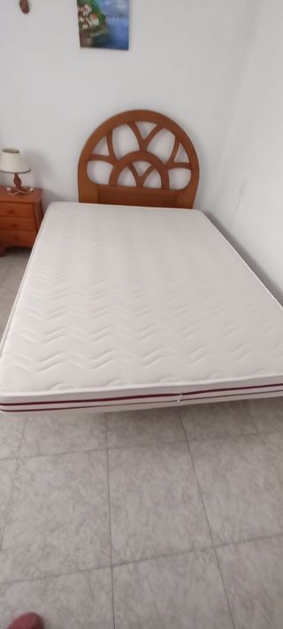 Cama completa somier laminas madera y colchón