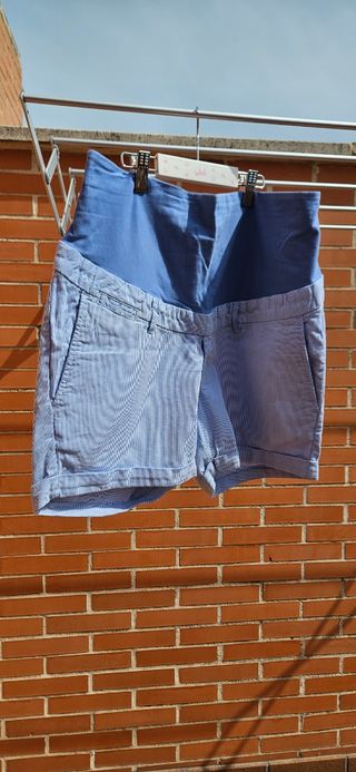 Shorts premamá rayas azul blanco - T42