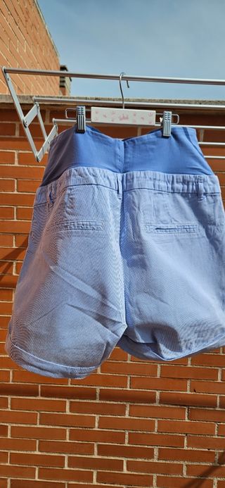 Shorts premamá rayas azul blanco - T42