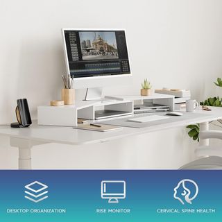 Soporte Giratorio para 2 Monitores con Cajón