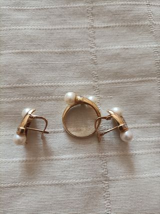 Conjunto oro 18k perlas
