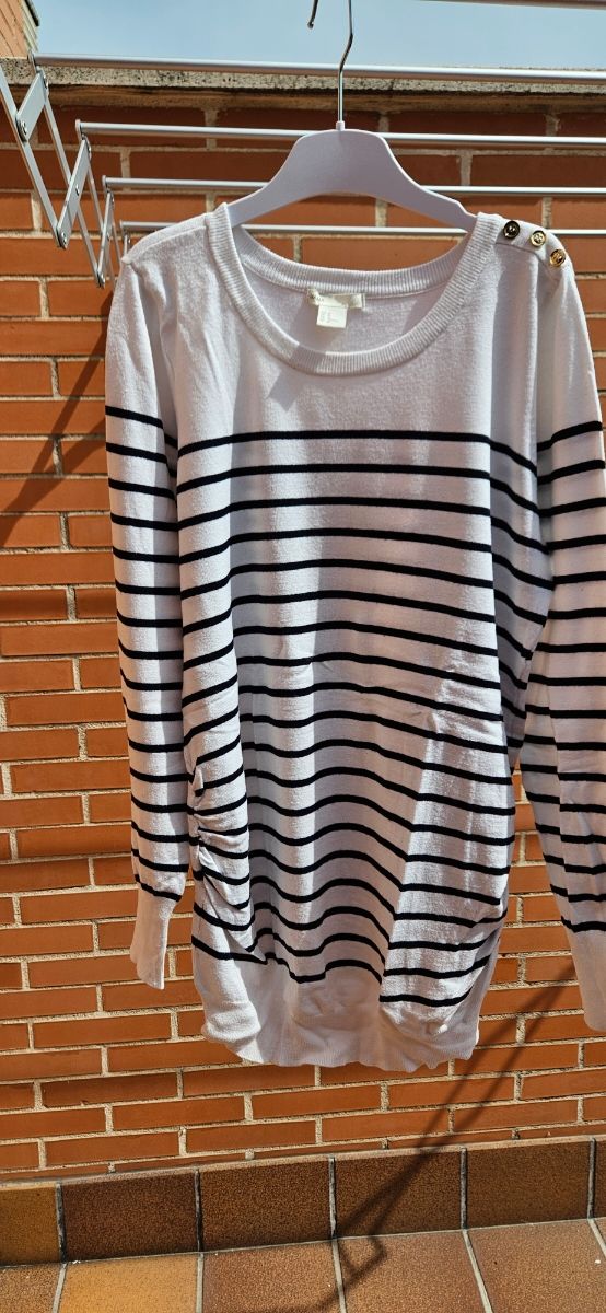 Jersey rayas premamá M - Blanco/Negro