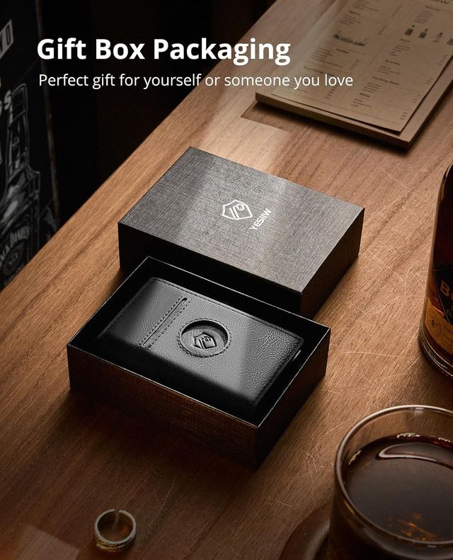 YESIIW Billeteras para Hombre, Airtag Carteras