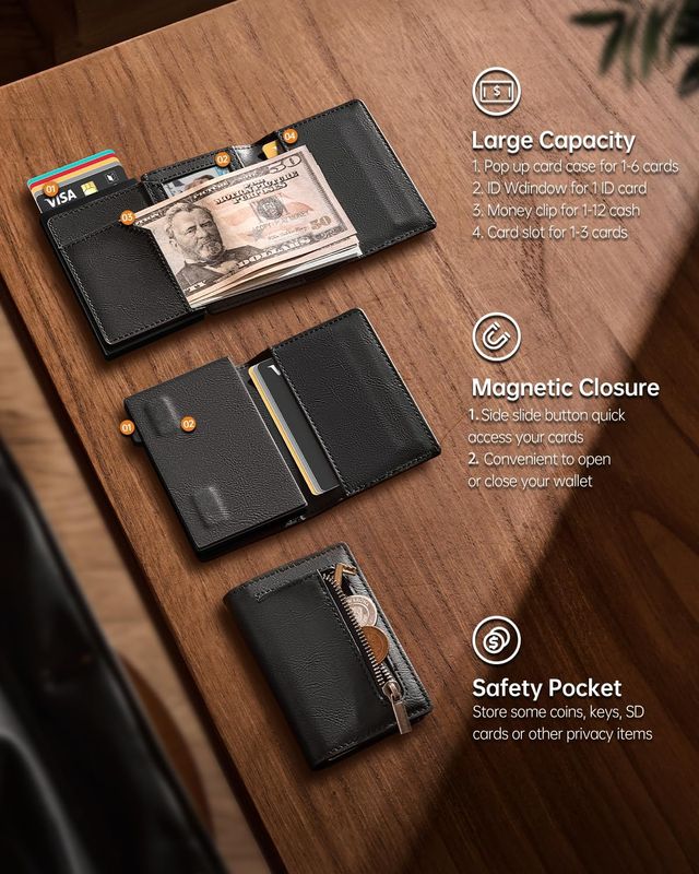 YESIIW Billeteras para Hombre, Airtag Carteras